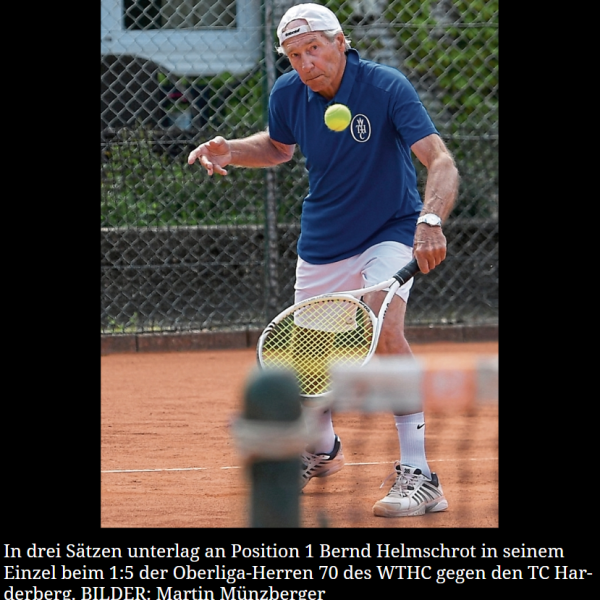 Befreiungsschlag verpasst.  Herren 70 des WTHC verlieren 1:5 gegen Harderberg